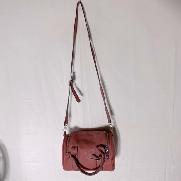 JustFab Pink Faux Pebbled Leather Mini Duffel Bag Cross Body Shoulder Bag Purse - Picture 1 of 13